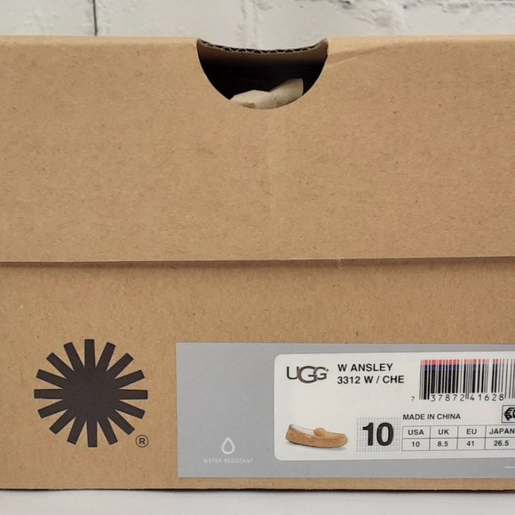 UGG 'ANSLEY' SHEARLING WOOL MOCCOSIAN SLIPPERS 'RICH CHESNUT' SUEDE - Picture 15 of 16